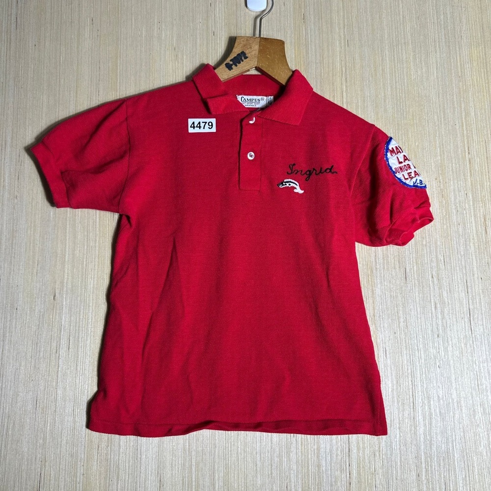 Campus Shirt Mens 16 Red Ingrid Knit Sport 16 Short Sleeve Bowling League 80s